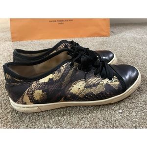Lanvin Paris Snake Print Lowtop Sneakers